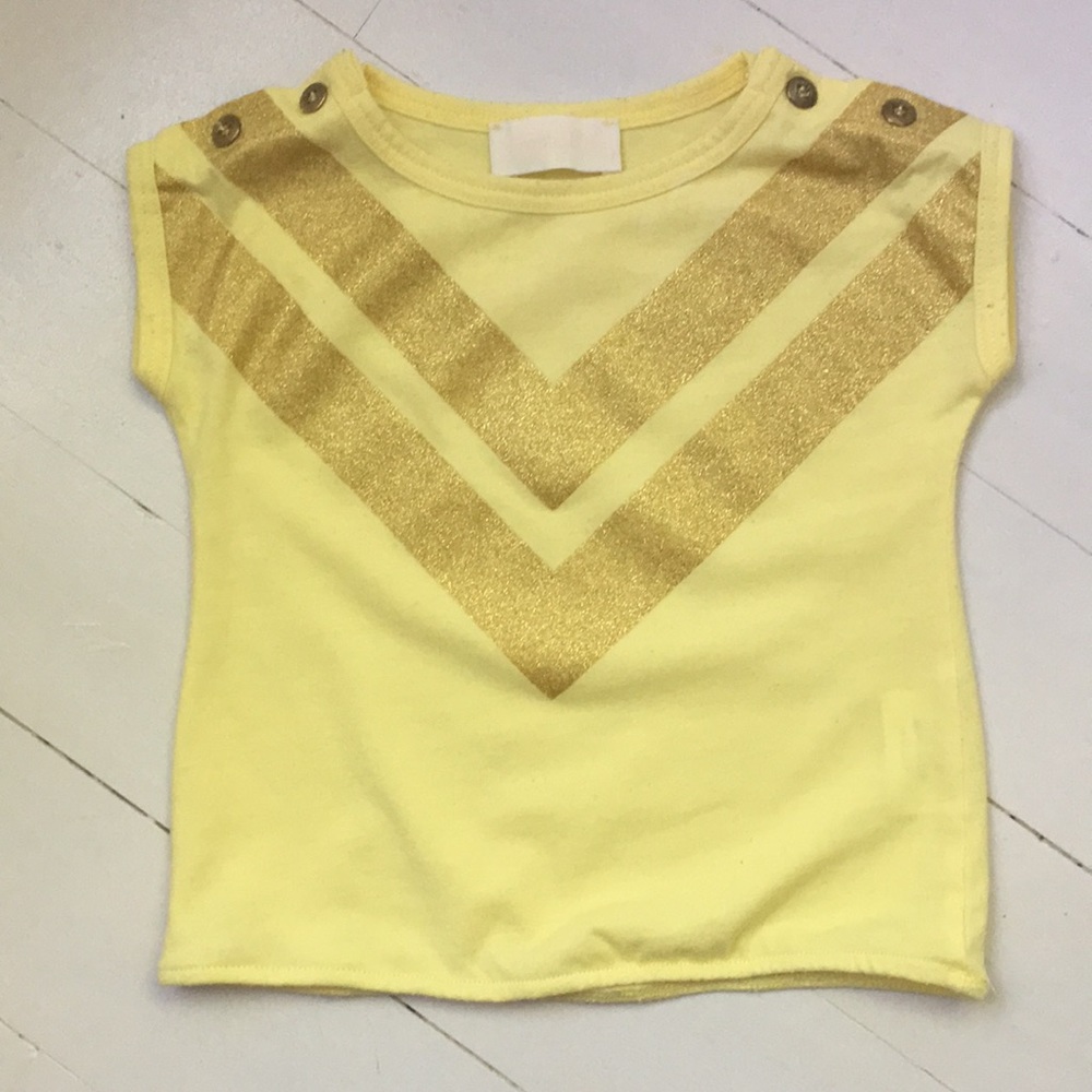 T shirt Toddler girl yellow golden Chevron 12-18m